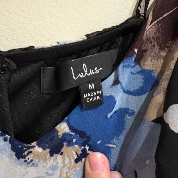 Lulus Artwin Black Floral Print Ruffled High-Low Maxi Dress size Medium - Picture 6 of 6